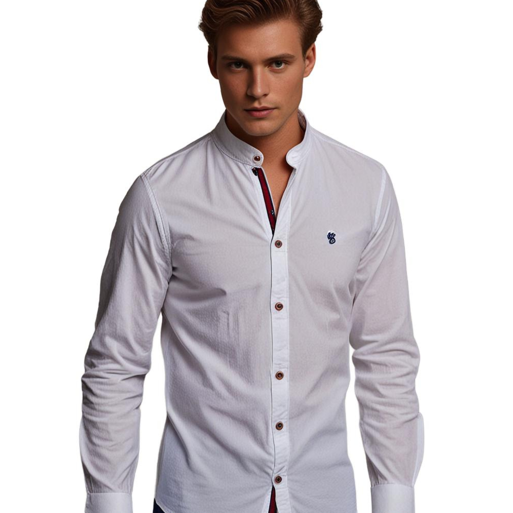 Camicia da uomo resistente a maniche lunghe, con vestibilità comoda e stile classico per ufficio o tempo libero.