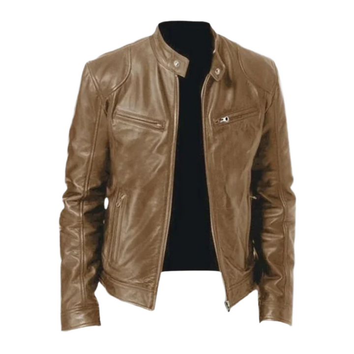 Giacca biker da uomo per autunno, stile elegante con dettagli zip. Un must-have per la moda maschile casual e quotidiana.