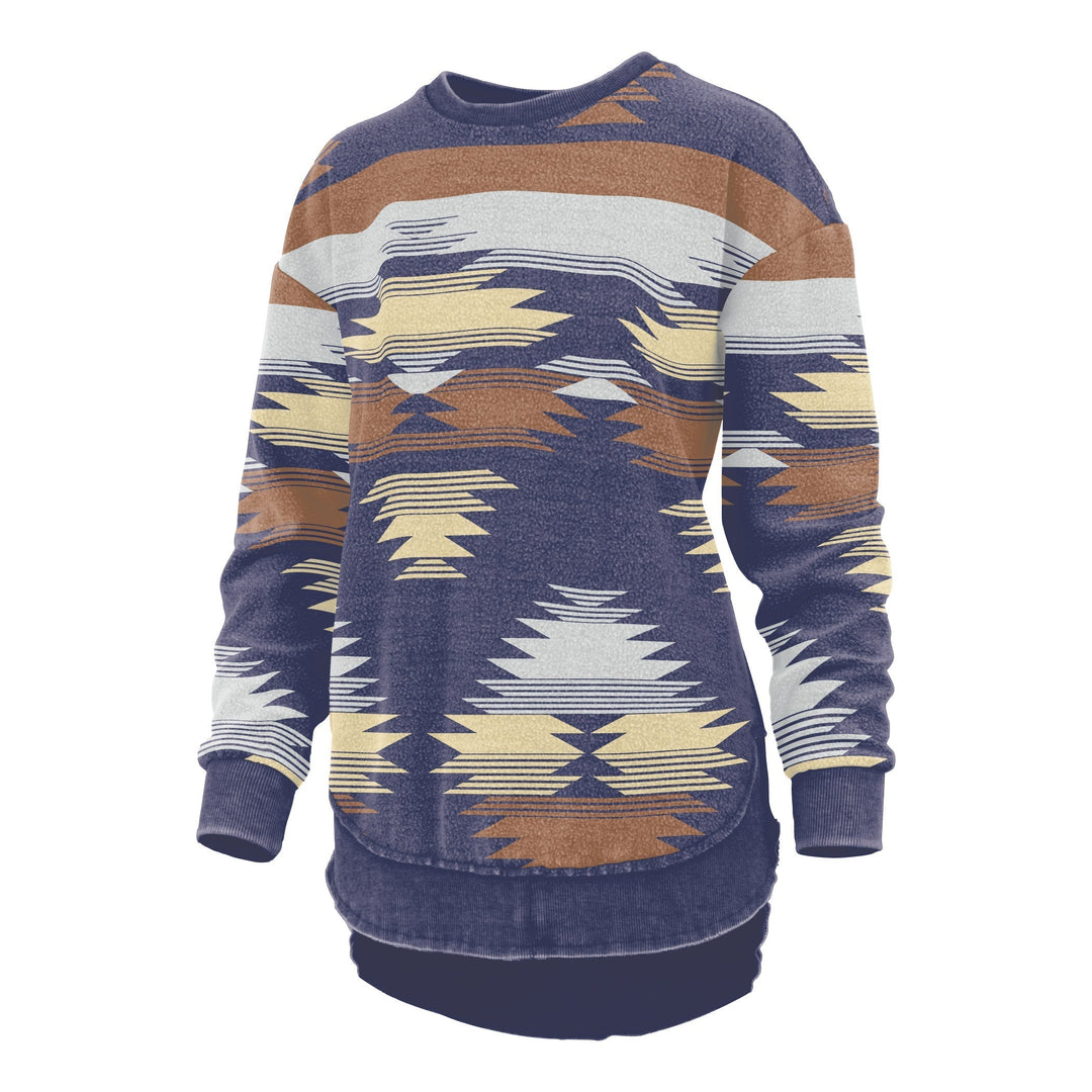 Poncho donna morbido e comodo, con fantasia azteca e texture invertita. Perfetto per moda casual autunno/inverno.