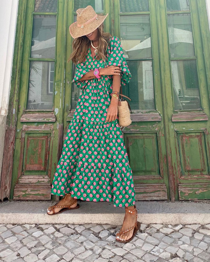Abito lungo donna oversize stile bohémien, perfetto per vacanze, spiaggia e moda estiva rilassata.