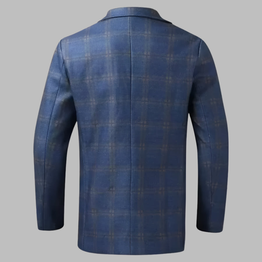 Blazer uomo autunnale elegante con bottoni e tasche, ideale per un outfit sartoriale.