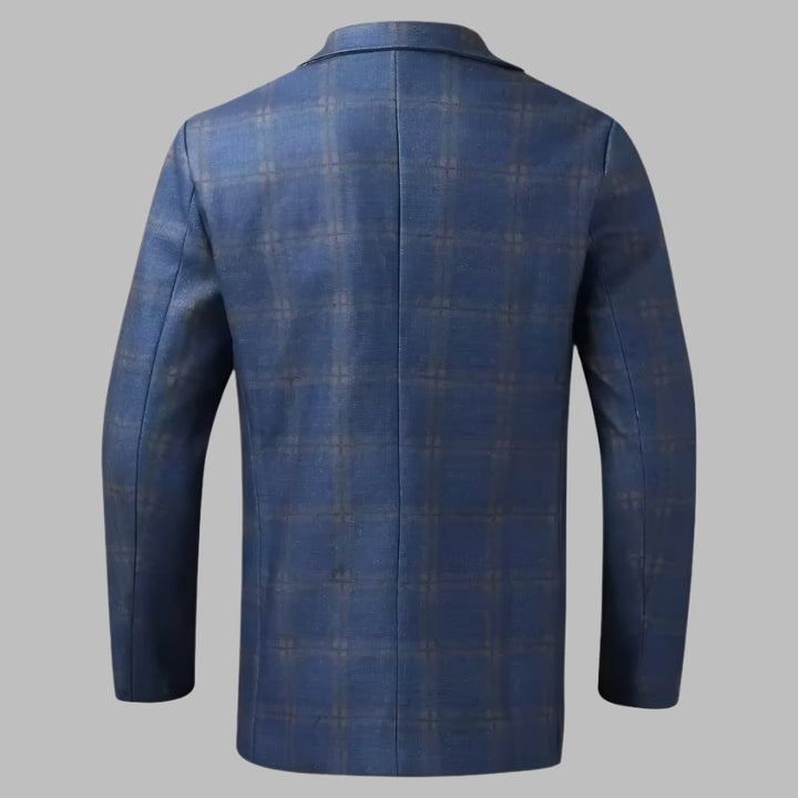 Blazer uomo autunnale elegante con bottoni e tasche, ideale per un outfit sartoriale.