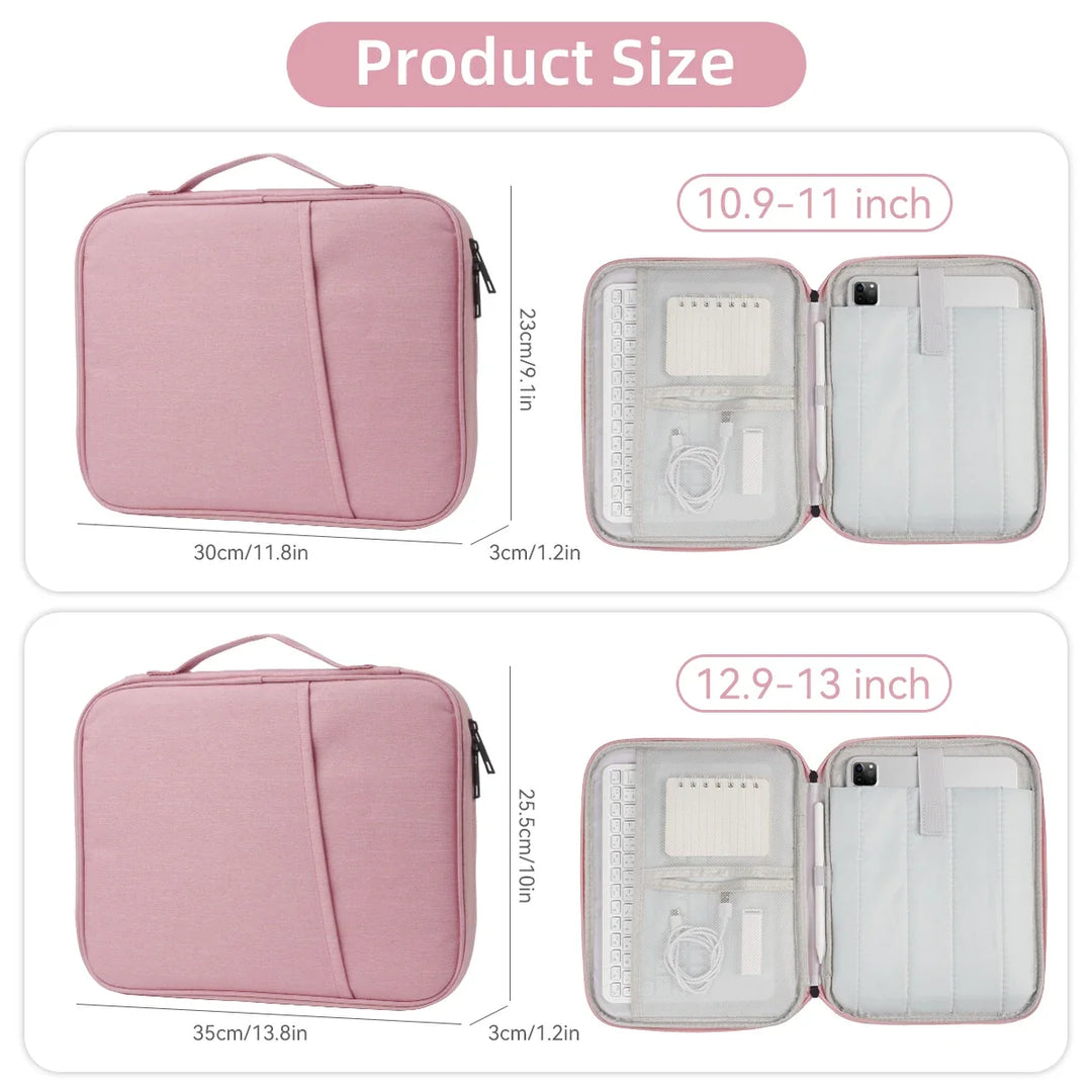 Custodia tablet 11-13" con organizer multi-tasche, perfetta per accessori e cavi.
