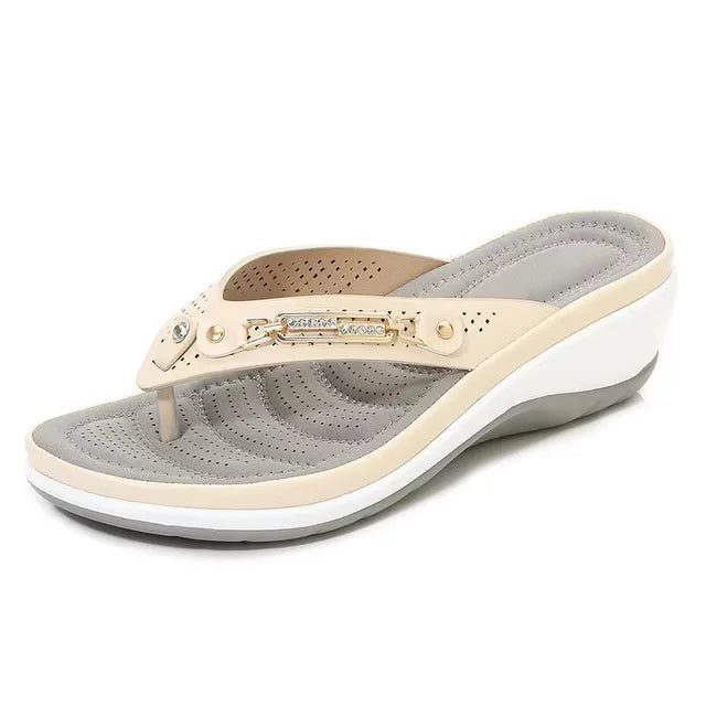 Sandali donna estivi con supporto ortopedico, zeppa bassa per comfort e stile alla moda.