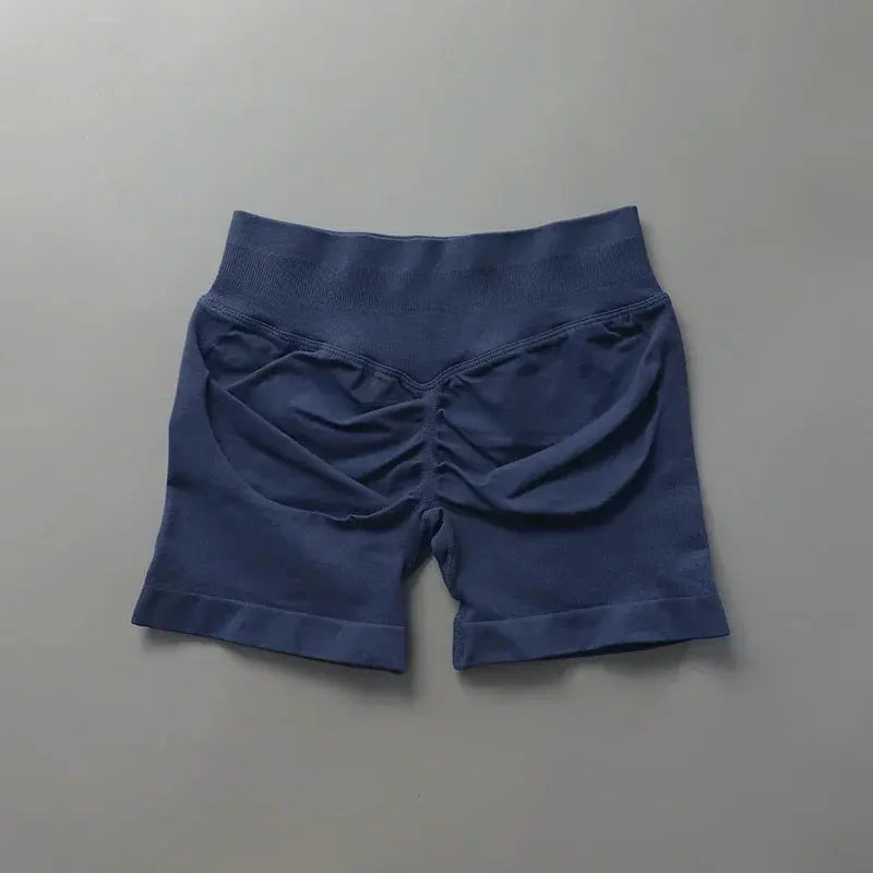 Short sportivi seamless grigi donna, vita alta per yoga ed esercizi.