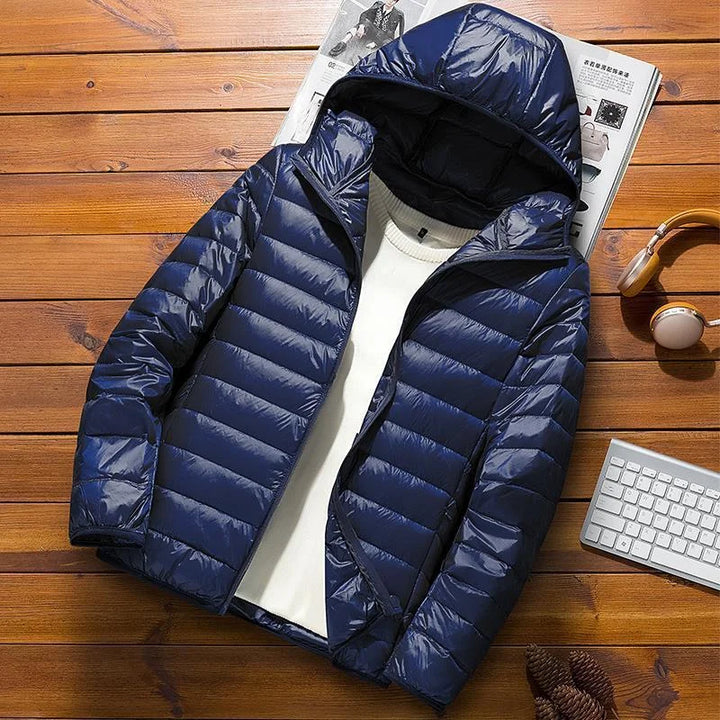 Giacca trapuntata invernale da uomo senza cappuccio, confortevole e casual, ideale per l'outerwear quotidiano.