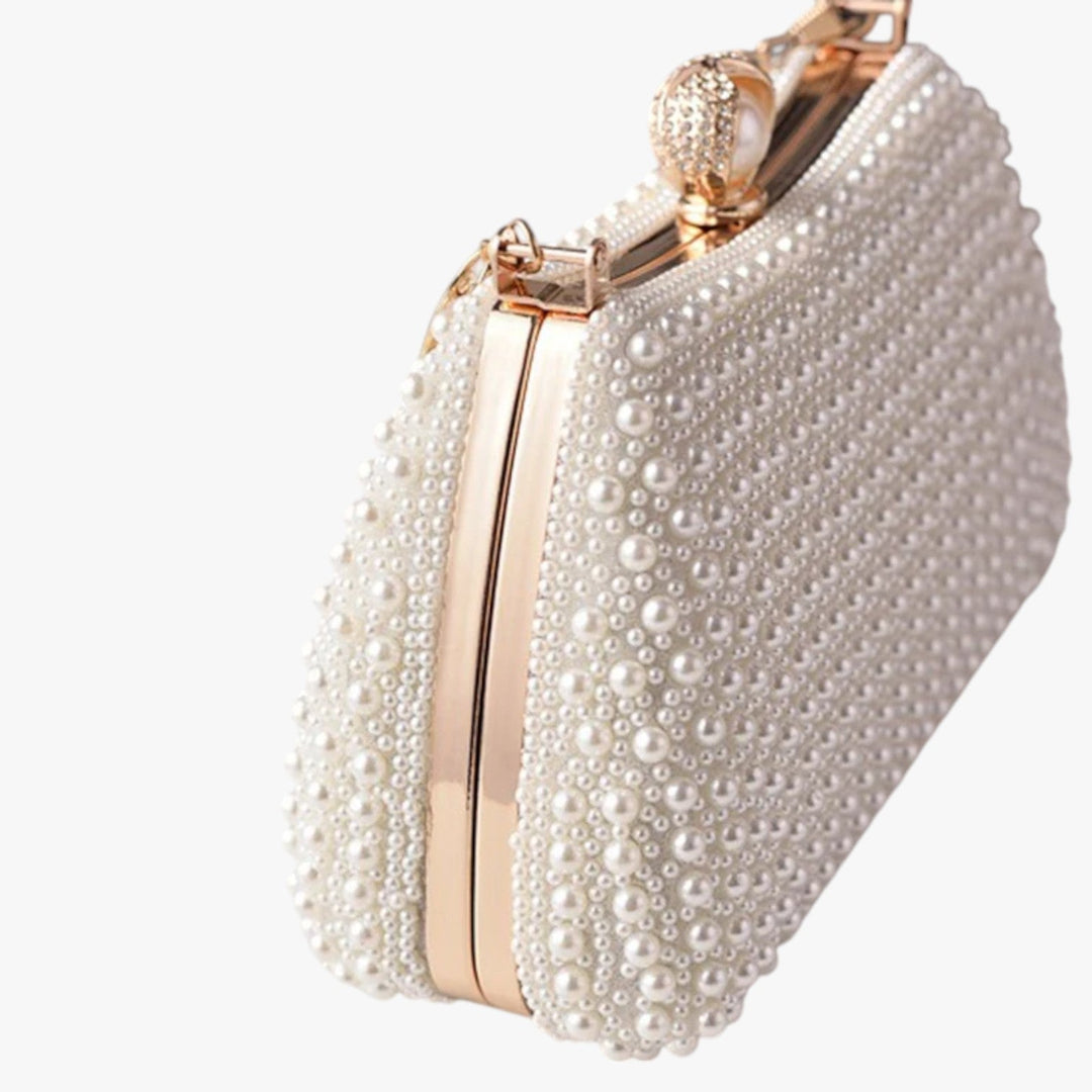 Borsa da sera donna con perline multicolore scintillanti, un accessorio chic che completa ogni look elegante.