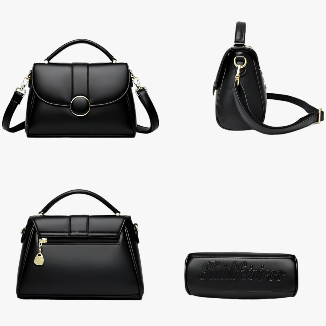 Borsa a mano donna multicolore elegante con patta, accessorio moda da giorno e look casual.