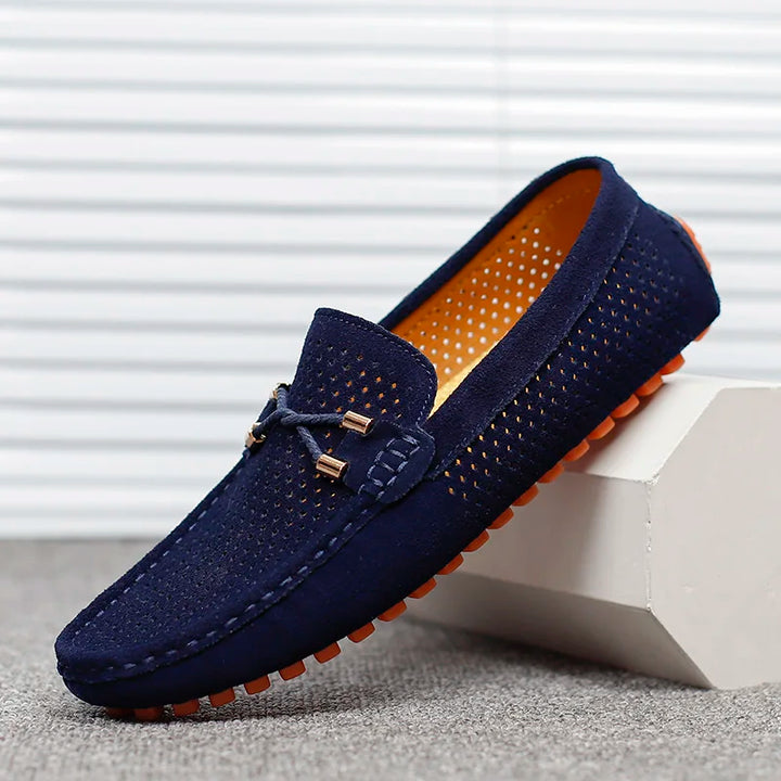Mocassini uomo marroni traspiranti, slip-on con soletta ammortizzata. Perfetti per primavera/estate.