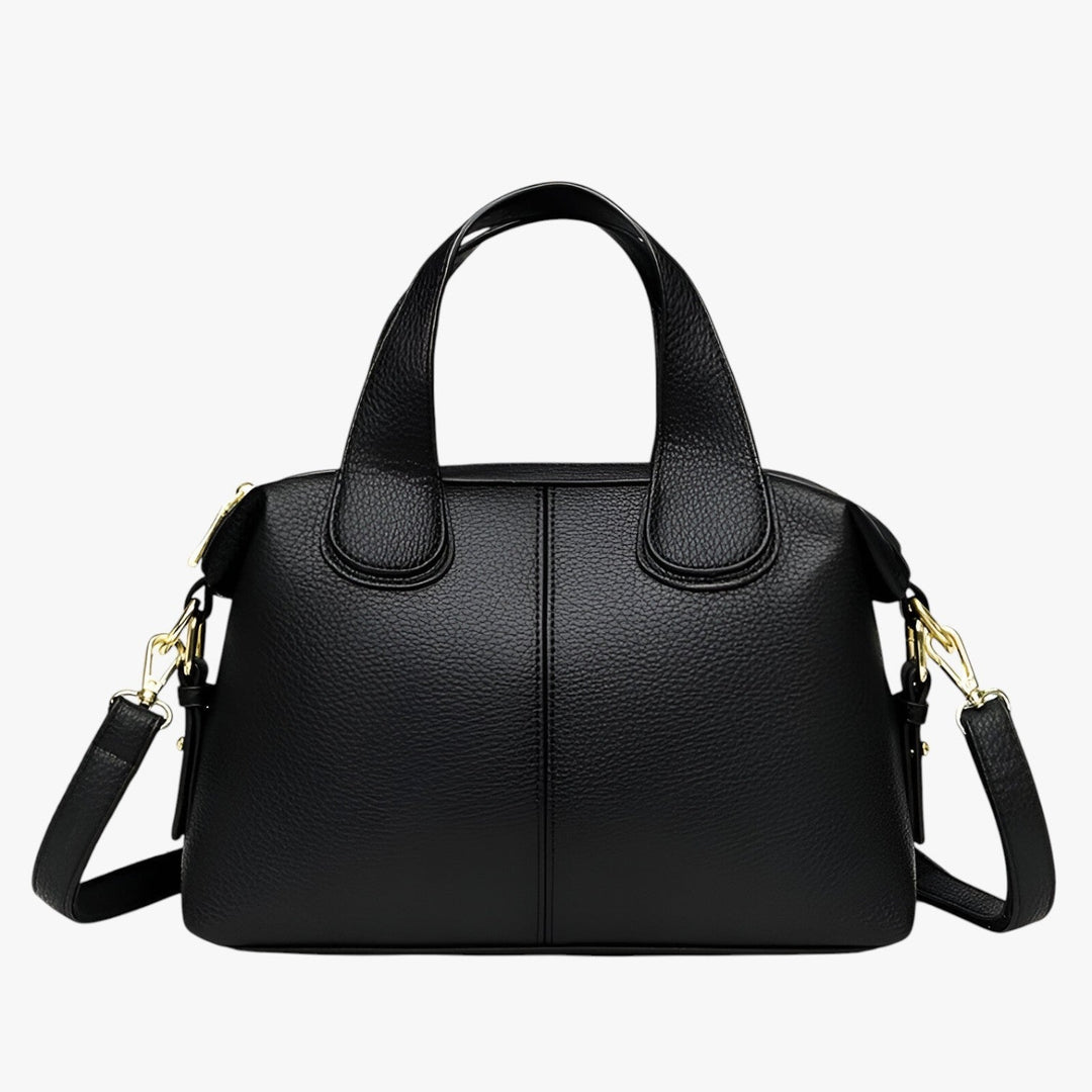 Borsa a mano nera compatta ed elegante per donna, ideale per ogni occasione.
