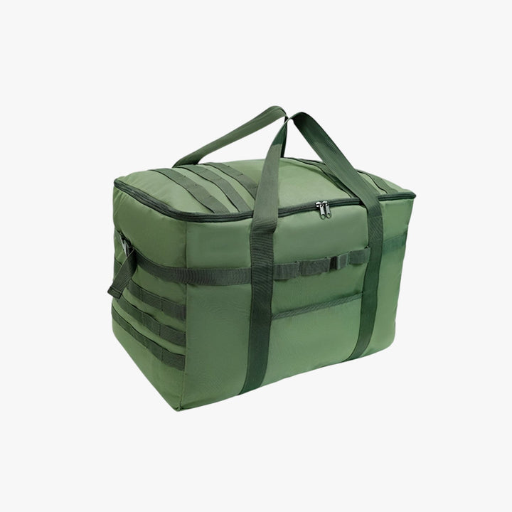 Versatile borsa pieghevole beige per la spesa, comoda per trasportare verdura e altri oggetti.