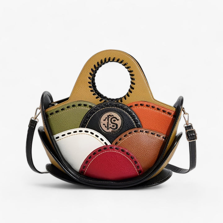 Borsa tracolla donna multicolore Mosaico, in materiale sintetico resistente, ideale per uso quotidiano.