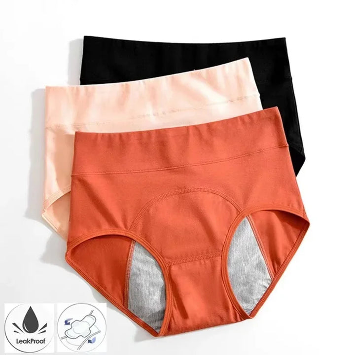 Slip mestruali donna a vita alta in morbido cotone anti-perdita, per massimo comfort e protezione.