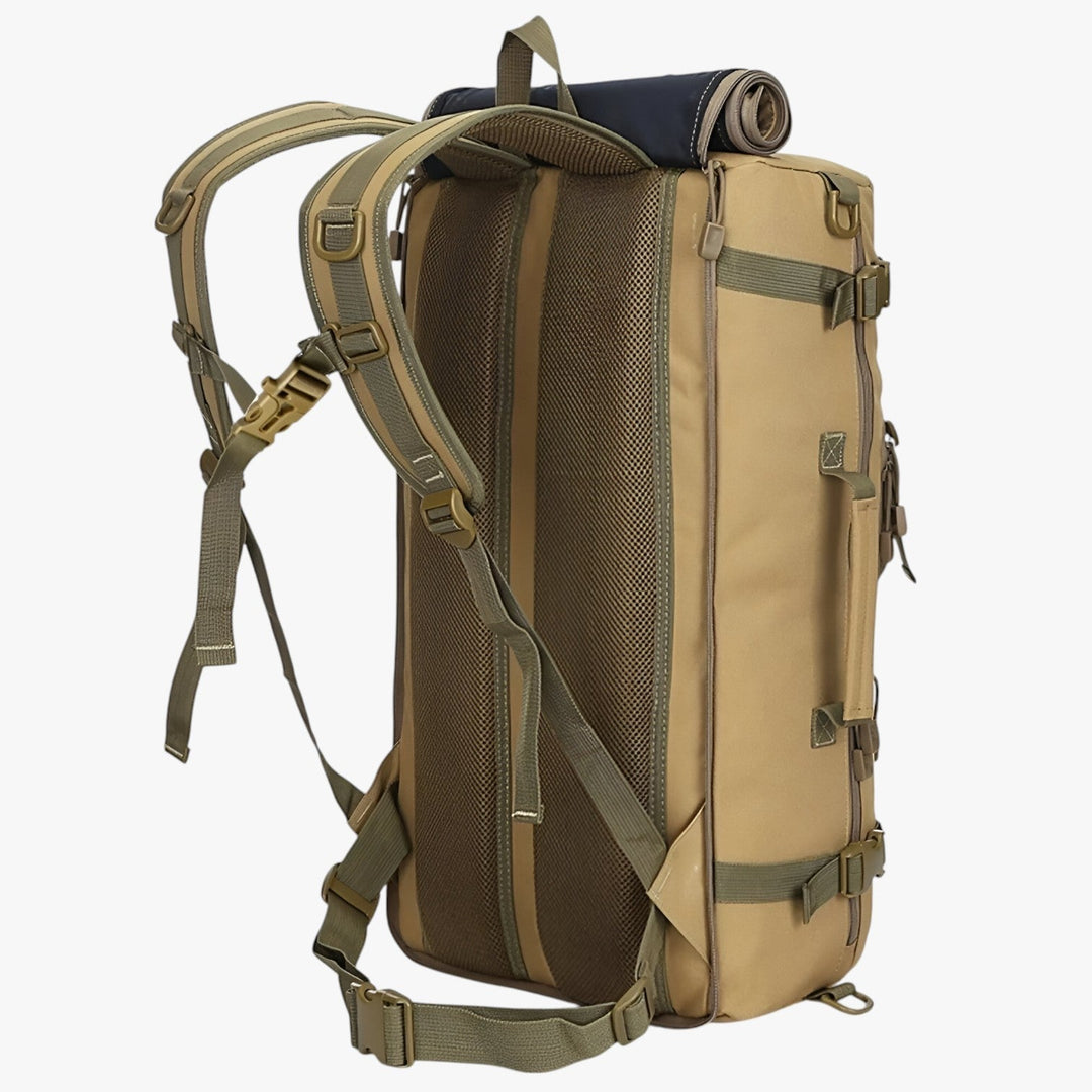 Zaino uomo 50L kaki, ideale per lunghe escursioni, trekking e avventure outdoor.