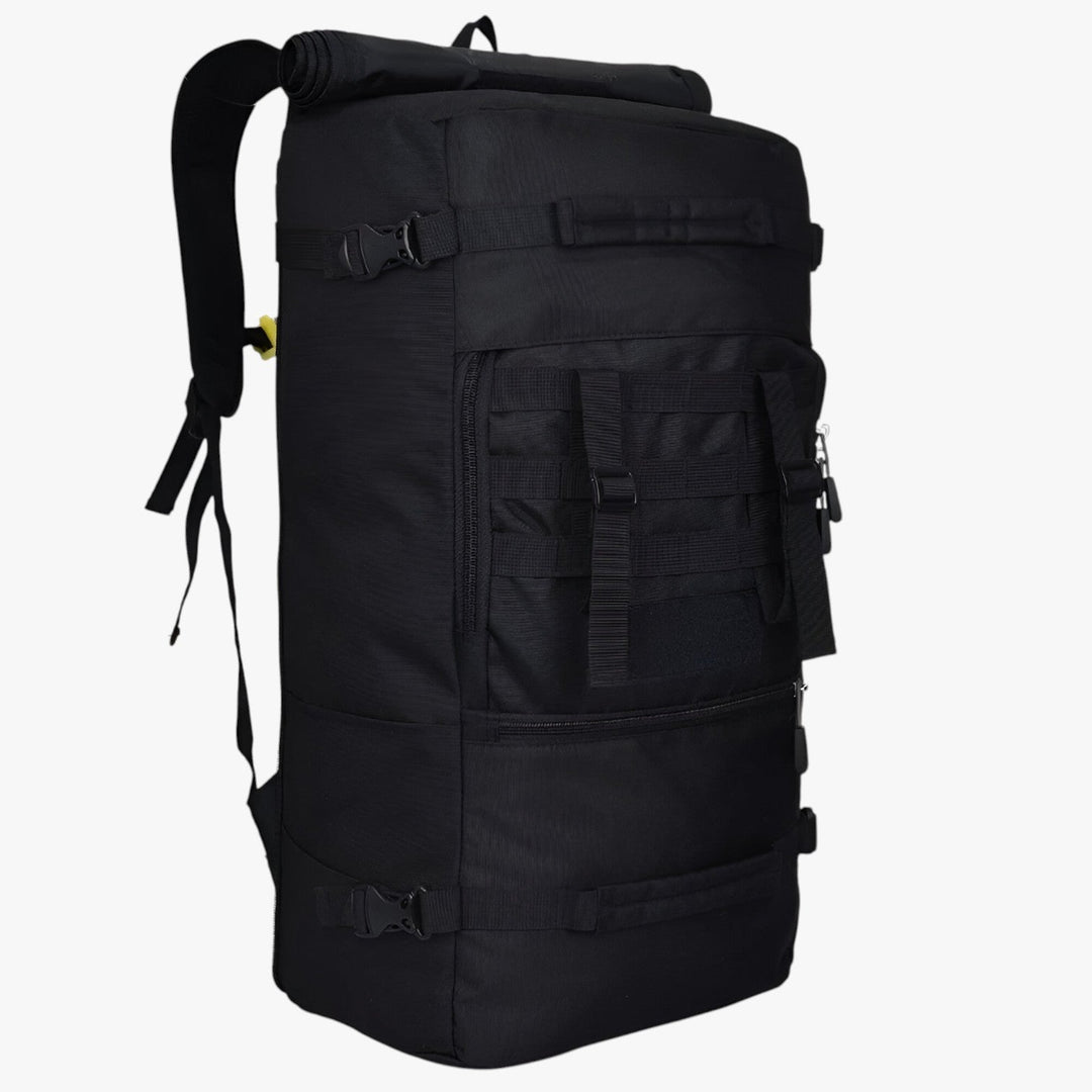 Zaino da avventura uomo 50L kaki, con ampio scomparto principale e diverse tasche utili.