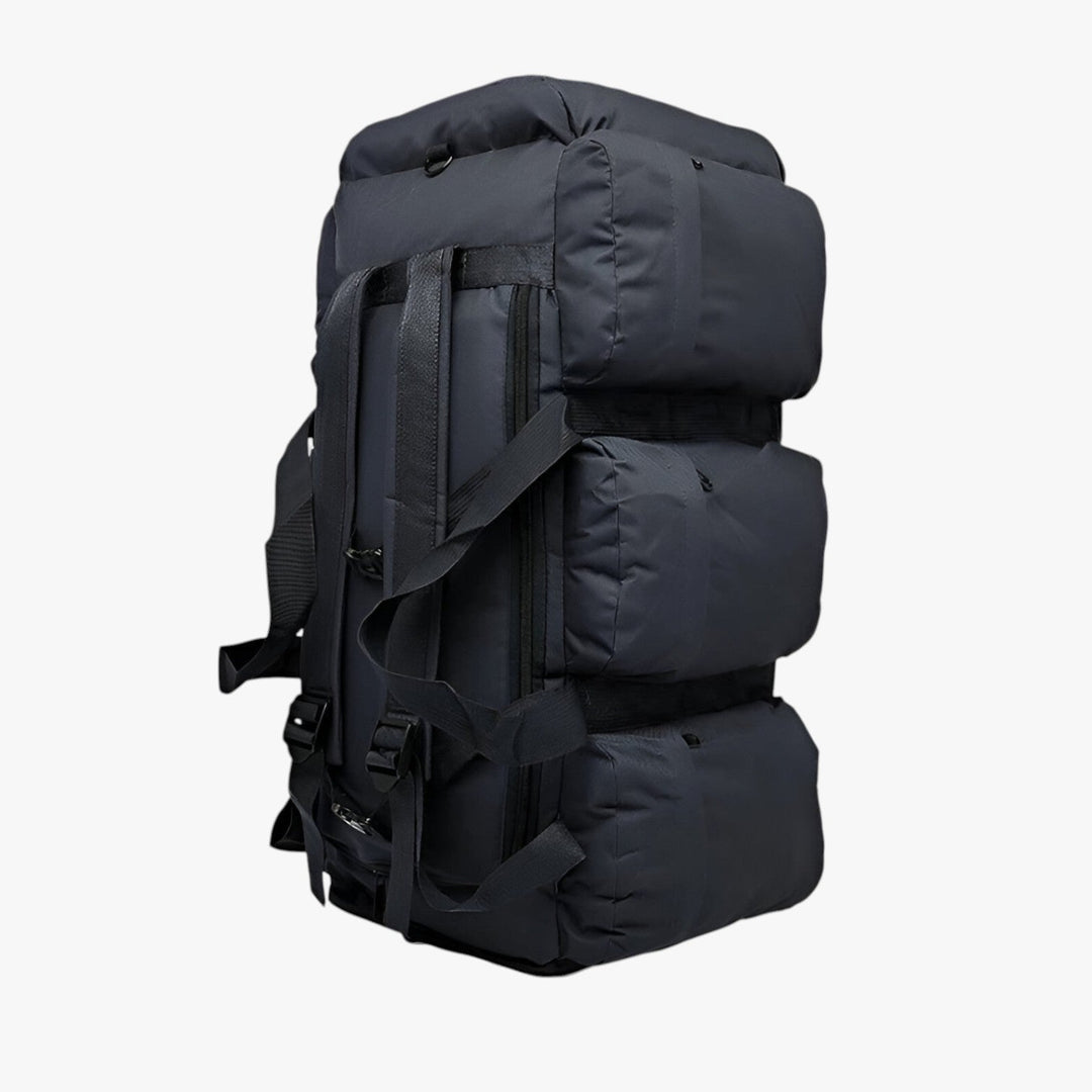 Borsone viaggio unisex 100L nero, perfetto per avventure. Grande capacità, borsa sportiva resistente.