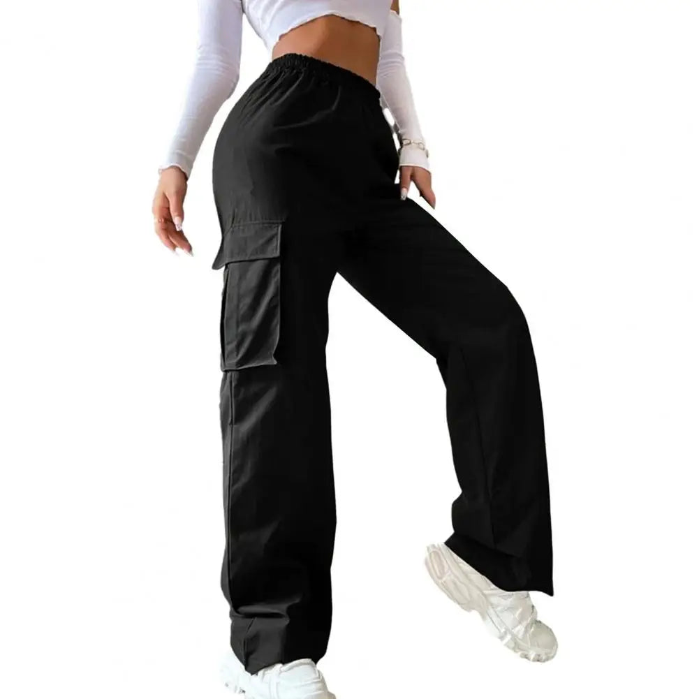 Pantaloni cargo donna vita elasticizzata, ideali per lo sport o un look casual alla moda.