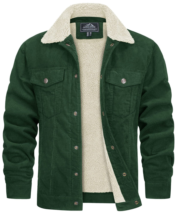 Giacca invernale foderata da uomo in velluto a coste. Assicura calore e un look maschile classico, molto versatile.