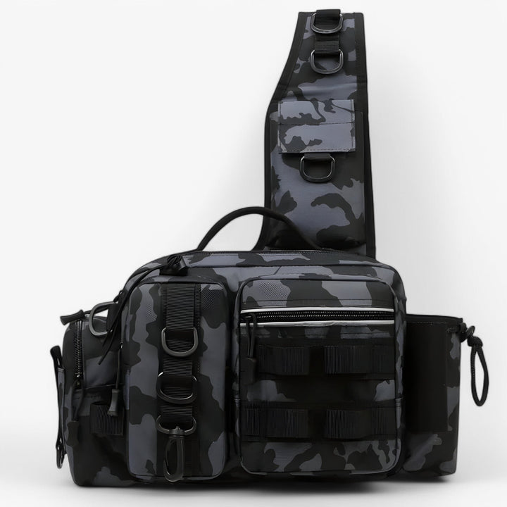 Borsa da pesca uomo per outdoor e viaggio, con ampie tasche e tracolla regolabile, resistente per ogni avventura.