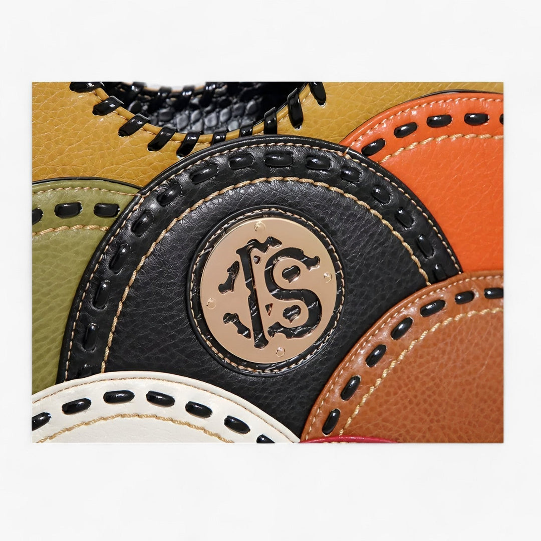 Accessorio moda donna: borsa a mano Mosaico multicolore con tracolla staccabile, praticità e stile.