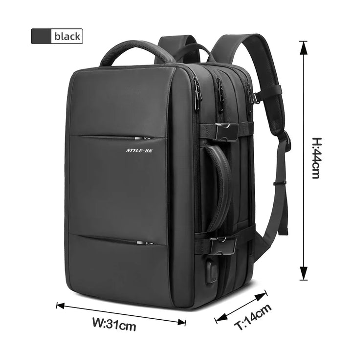 Zaino uomo business impermeabile e resistente, con porta USB e scomparto per laptop, per uso quotidiano.