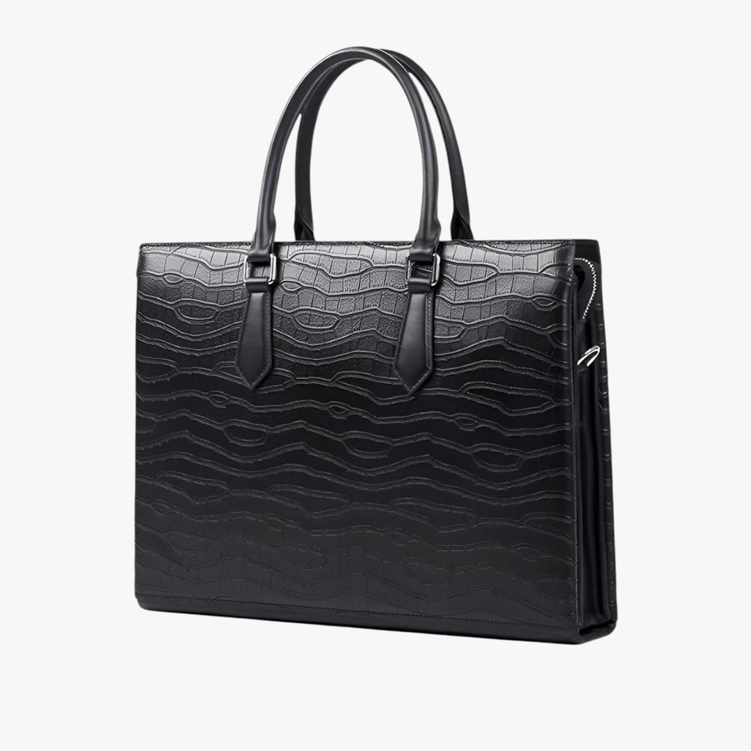 Borsa portadocumenti da uomo nera, accessorio versatile e capiente per ufficio, business e uso quotidiano.