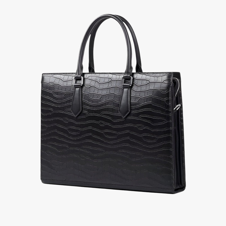 Borsa portadocumenti da uomo nera, accessorio versatile e capiente per ufficio, business e uso quotidiano.