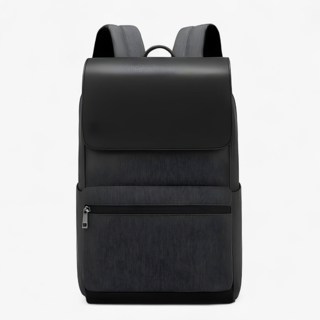 Zaino uomo nero minimalista, design elegante e moderno per uso quotidiano e casual. Pratico accessorio.