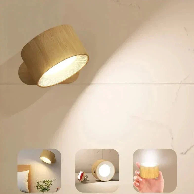 Lampada da parete per interni, magnetica, wireless, LED ricaricabile e 360° orientabile, design contemporaneo.