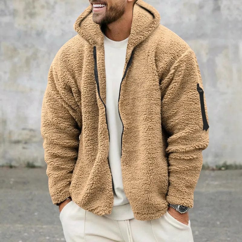 Giacca calda uomo grigia per inverno, con cappuccio, perfetta per comfort e stile.