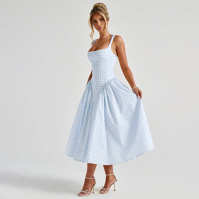 Eleganza estiva: Abito lungo donna a trapezio con spalline regolabili. Ideale per il mare e vacanze.