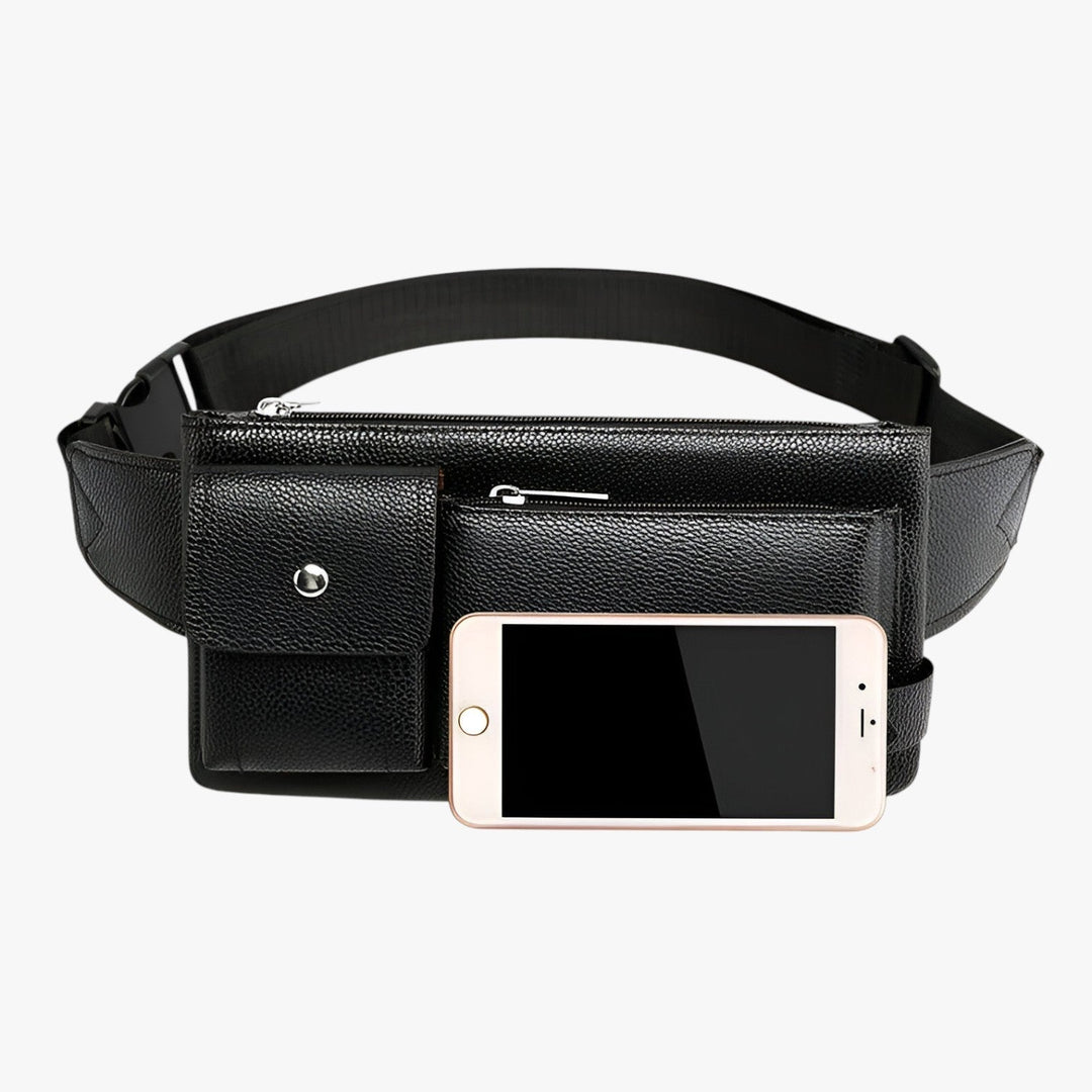 Marsupio unisex grande con multiple tasche e cintura regolabile, perfetto accessorio da viaggio.