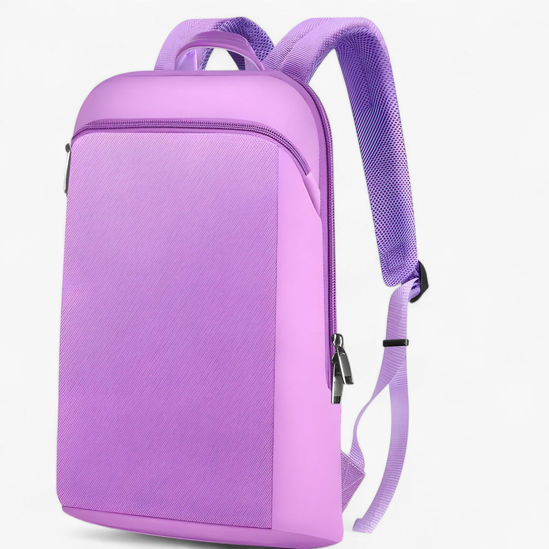 Zaino da viaggio slim per donna, design multicolore vibrante. Comodo e sicuro per il tuo laptop in movimento.