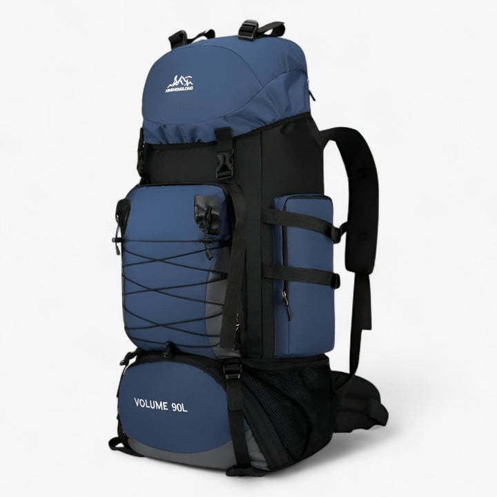 Zaino da viaggio 90L versatile e robusto, adatto per esplorazioni outdoor, avventura ed escursionismo.