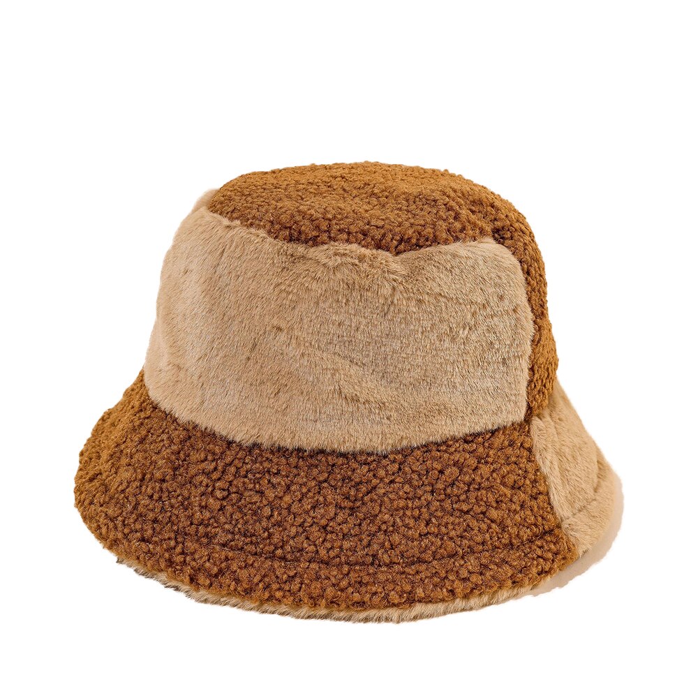 Cappello a secchiello donna bicolore in morbido borg. Accessorio moda perfetto per l'inverno.