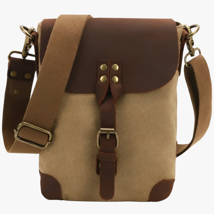Borsa messenger donna kaki in tela, stile casual ed elegante, perfetta per ogni giorno.