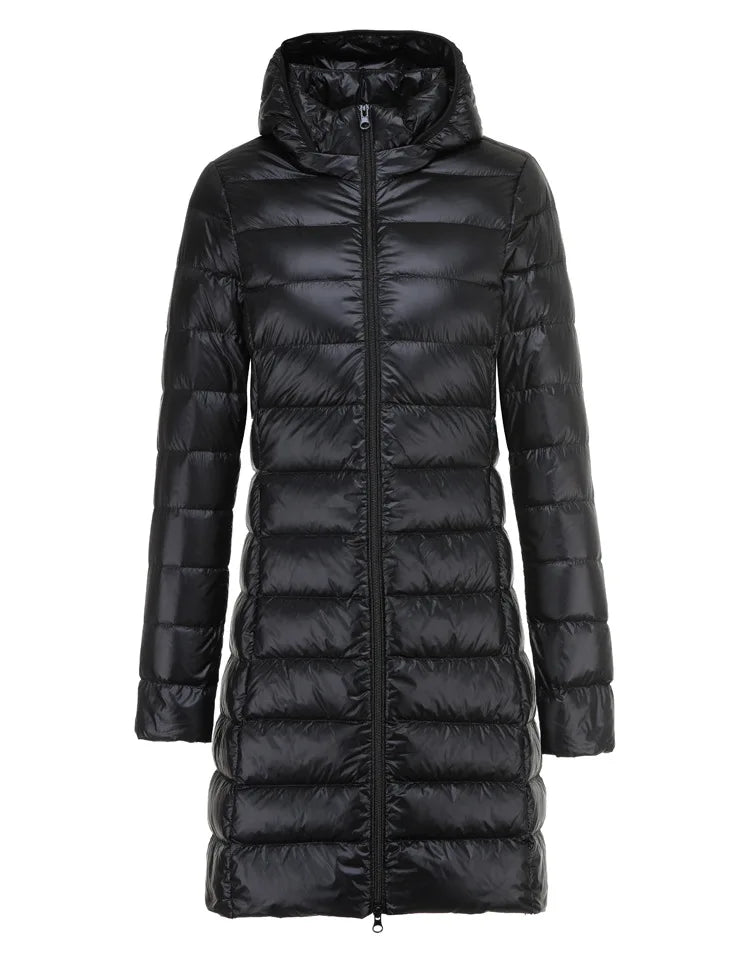 Giacca donna lunga invernale, perfetta per la moda inverno. Ultraleggera, calda e confortevole.