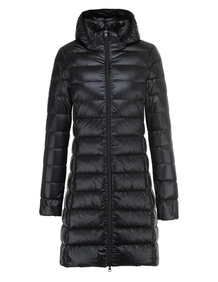 Giacca donna lunga invernale, perfetta per la moda inverno. Ultraleggera, calda e confortevole.
