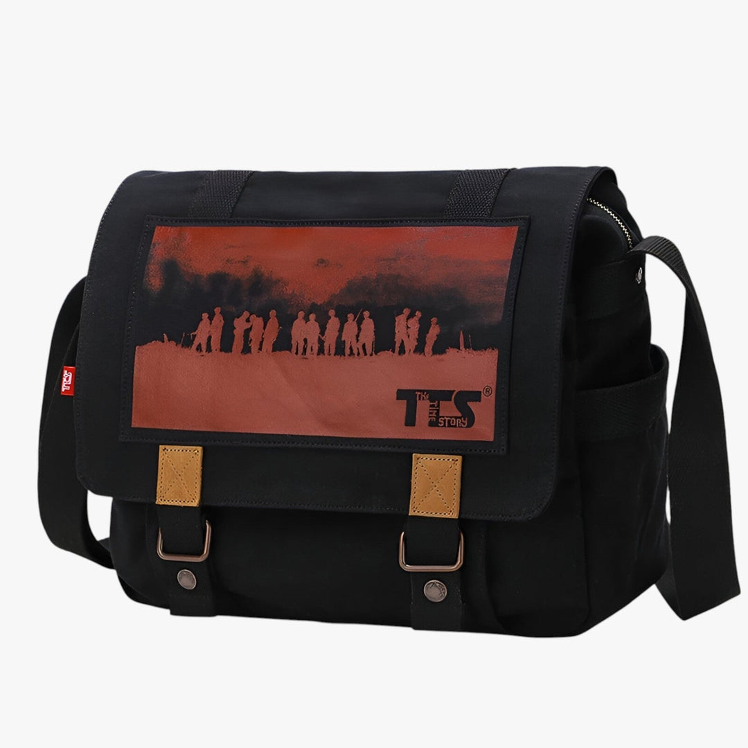 Borsa messenger unisex gialla in tela resistente, perfetta per il viaggio e l'uso quotidiano.