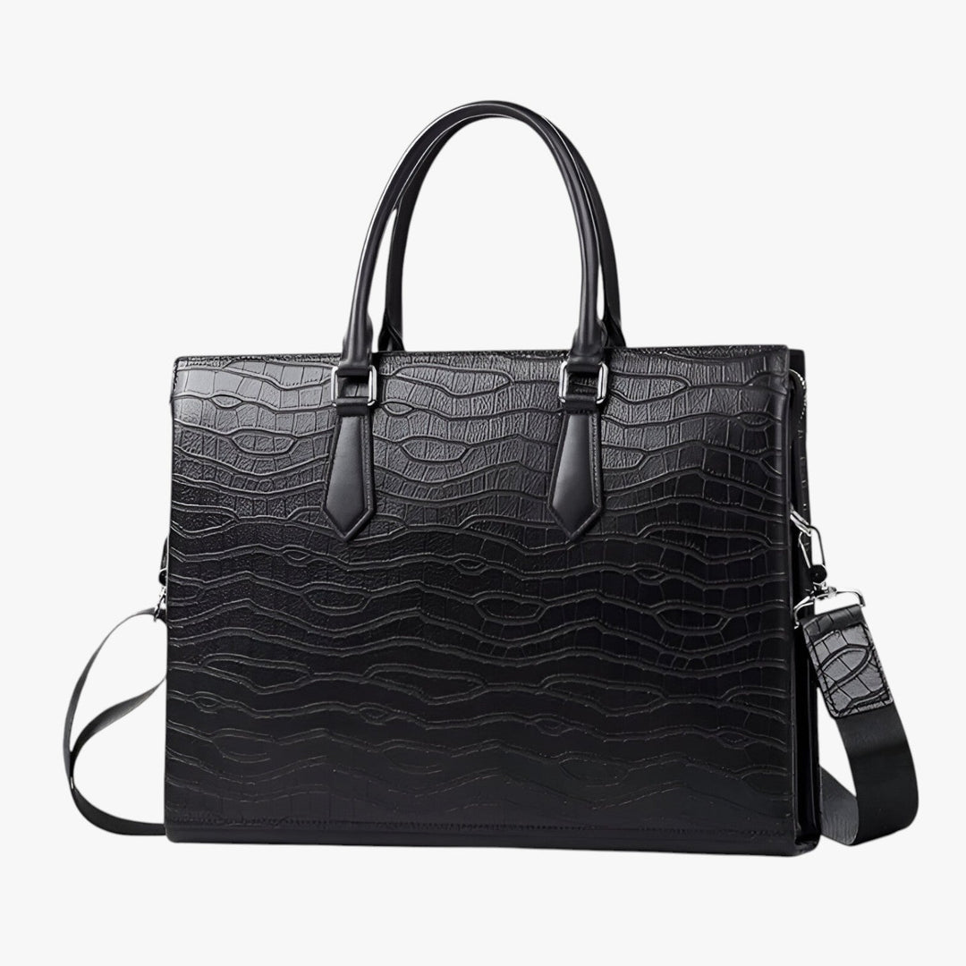 Borsa portadocumenti uomo nera capiente, ideale per lavoro e viaggio, con design versatile ed elegante.