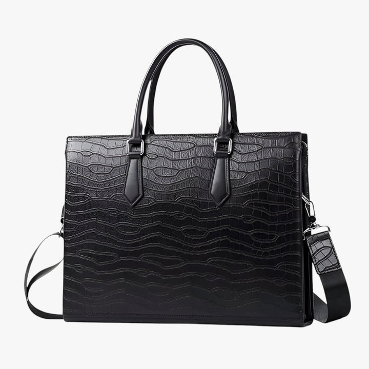 Borsa portadocumenti uomo nera capiente, ideale per lavoro e viaggio, con design versatile ed elegante.