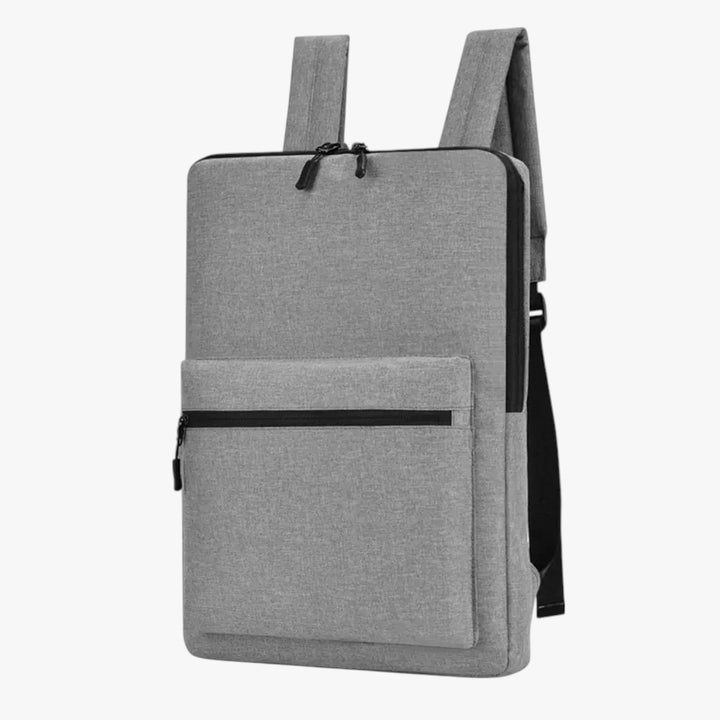 Zaino nero elegante per laptop, unisex, ottimo per professionisti e studenti in movimento.