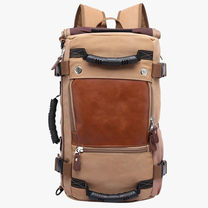 Zaino da viaggio uomo 50L di grande capacità, kaki, per lunghe escursioni e trekking.