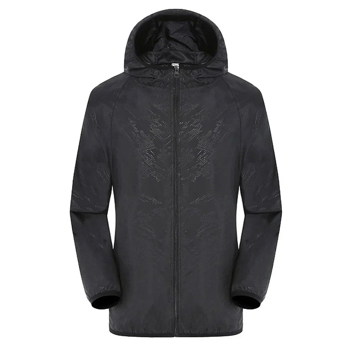 Trench moderno impermeabile unisex, cappotto antipioggia con cappuccio per un look funzionale e alla moda.