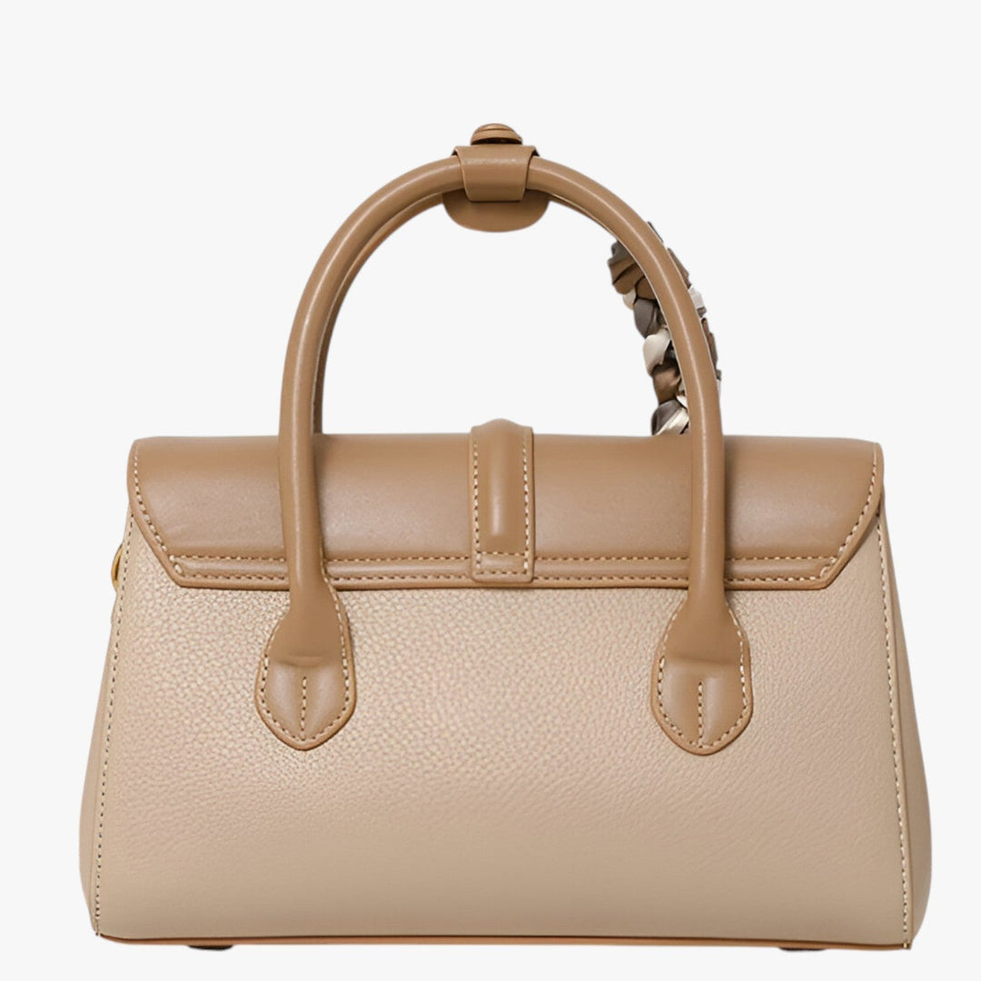 Elegante borsa a mano donna beige in materiale sintetico, con foulard. Perfetta per ogni outfit chic.