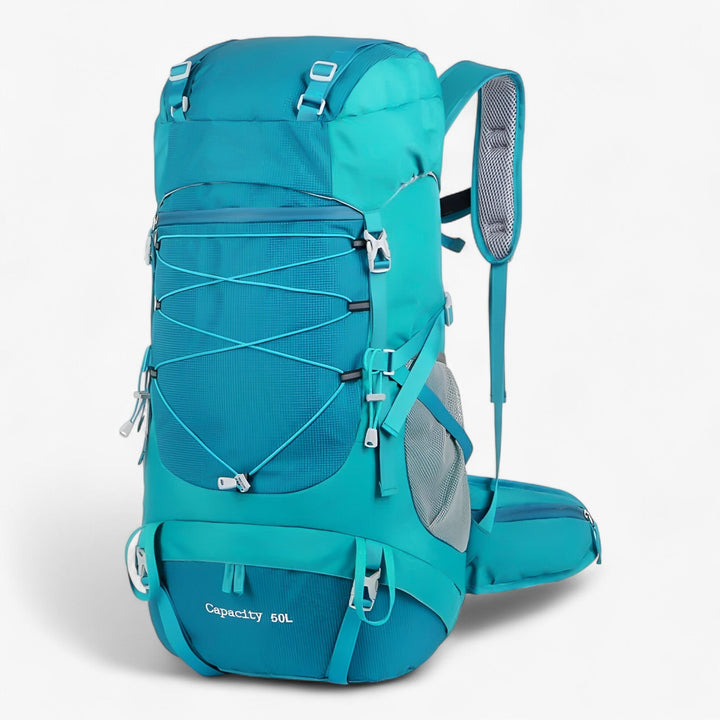 Zaino avventura 50 litri multi-colore, essenziale per trekking, campeggio e viaggi. Perfetto per outdoor.