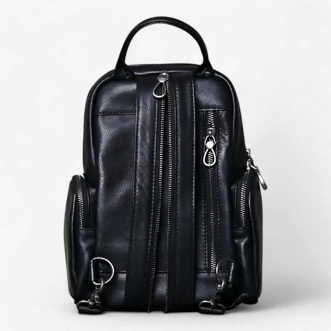 Borsa zaino donna nera versatile, perfetta per il viaggio e l'uso quotidiano. Comoda e pratica.