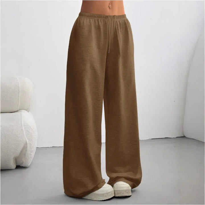 Pantaloni jogger donna a gamba larga, casual ed eleganti per un look moderno e comodo.