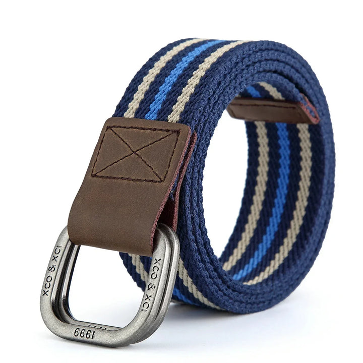 Elegante cintura in tela color sabbia per uomo, versatile.