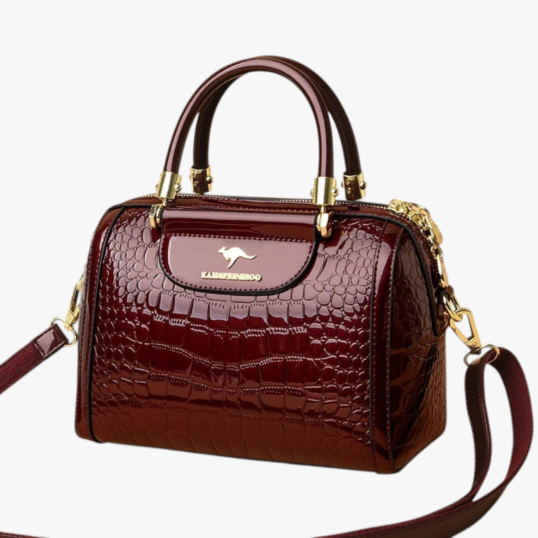 Borsa donna a mano unica, multicolore con stampa effetto coccodrillo, per stile e praticità.